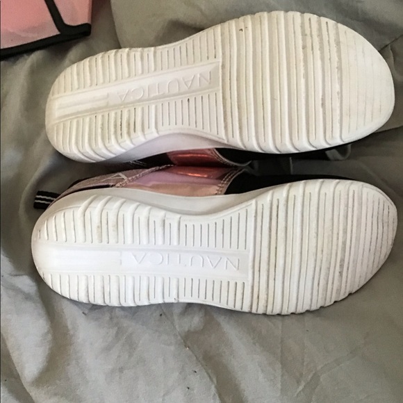 Nautica Kids Girls Pink/Black Metallic Sneaker  Athletic Running Shoes Sz 2 - Picture 9 of 14